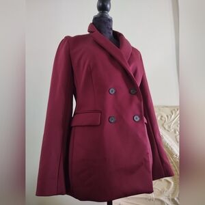 Express Double-Breasted Burgundy Blazer
